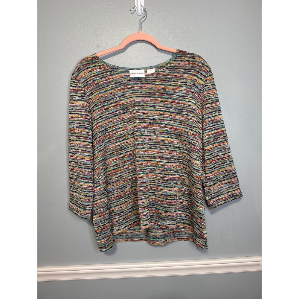 Alfred Dunner Multicolor Striped Textured Top‎ Casual Blouse